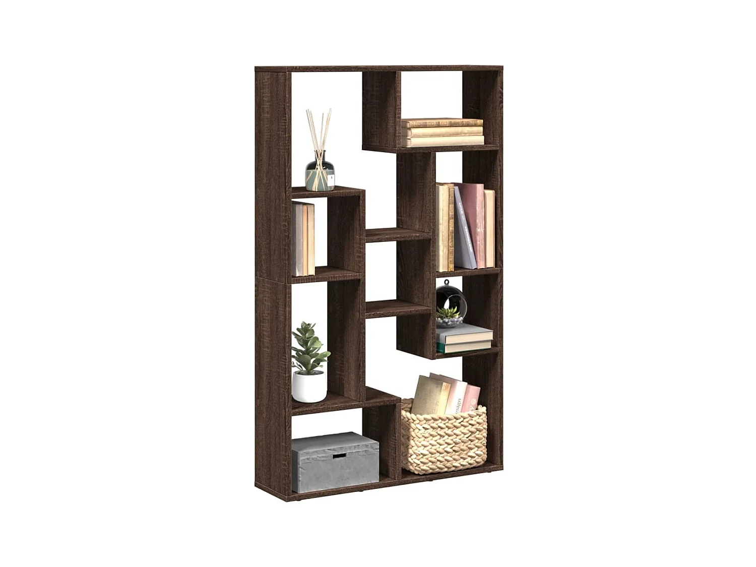 Bruine eikenhouten boekenkast 72x20x120 cm bewerkt hout