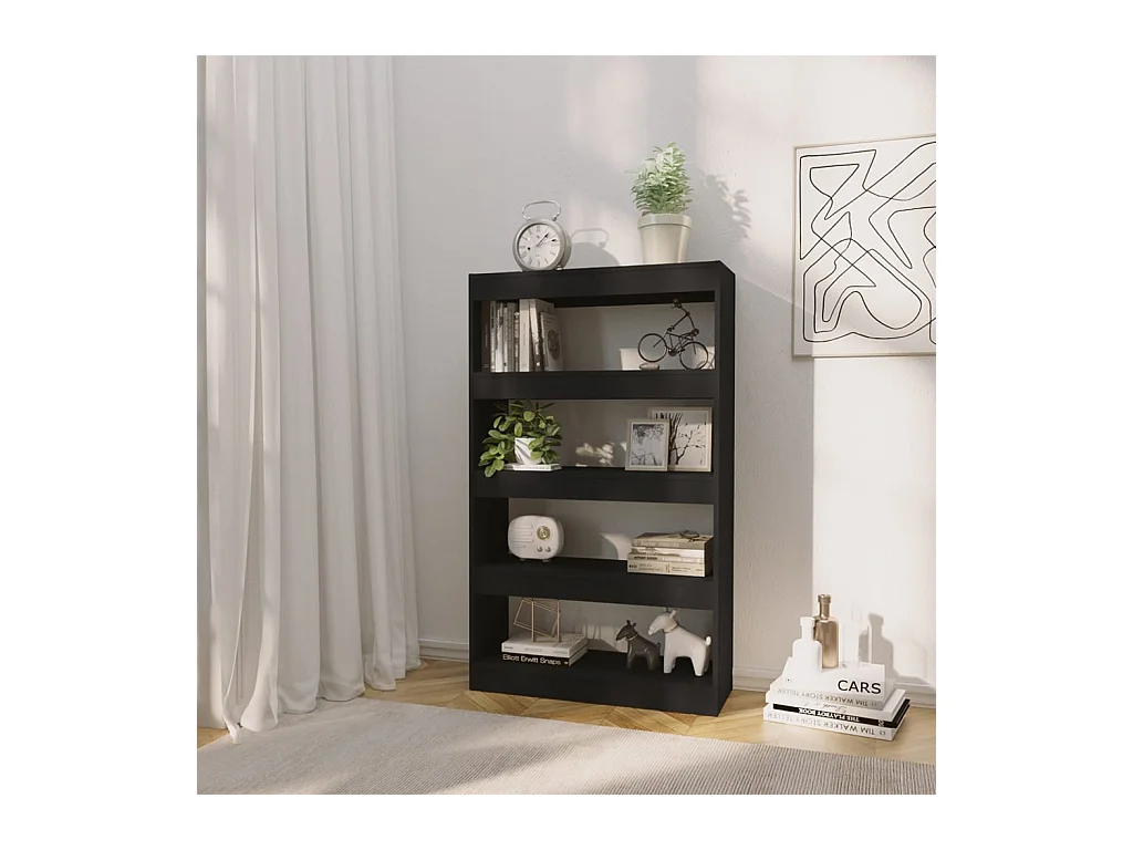Bücherregal/Raumteiler aus schwarzem Holzwerkstoff