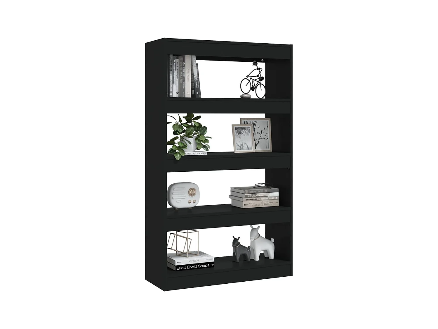 Bücherregal/Raumteiler aus schwarzem Holzwerkstoff