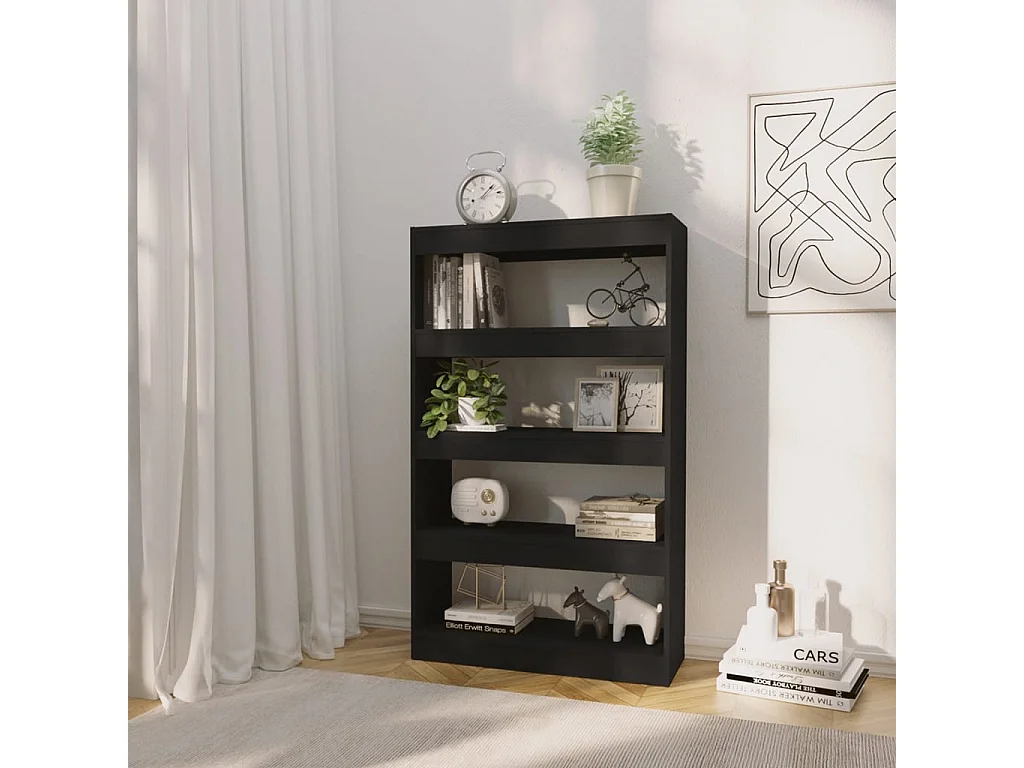 Libreria/divisorio per ambienti in legno ingegnerizzato nero