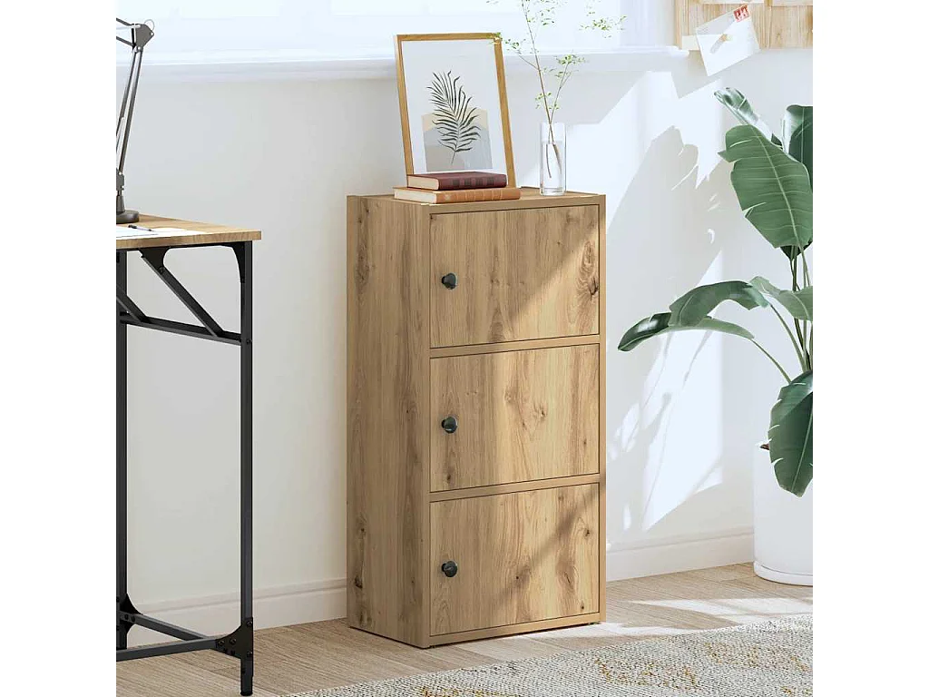 Bibliothèque chêne artisanal 40x24x77 cm bois d'ingénierie