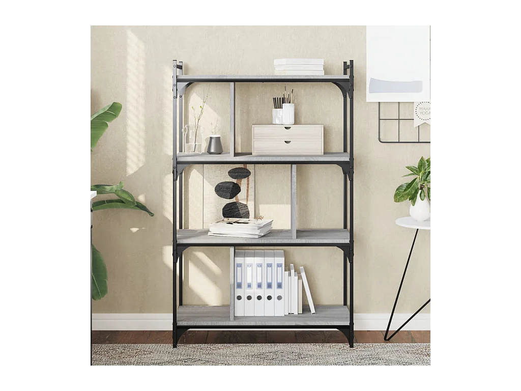 Bibliothèque à 4 niveaux sonoma gris 76x32x123 cm