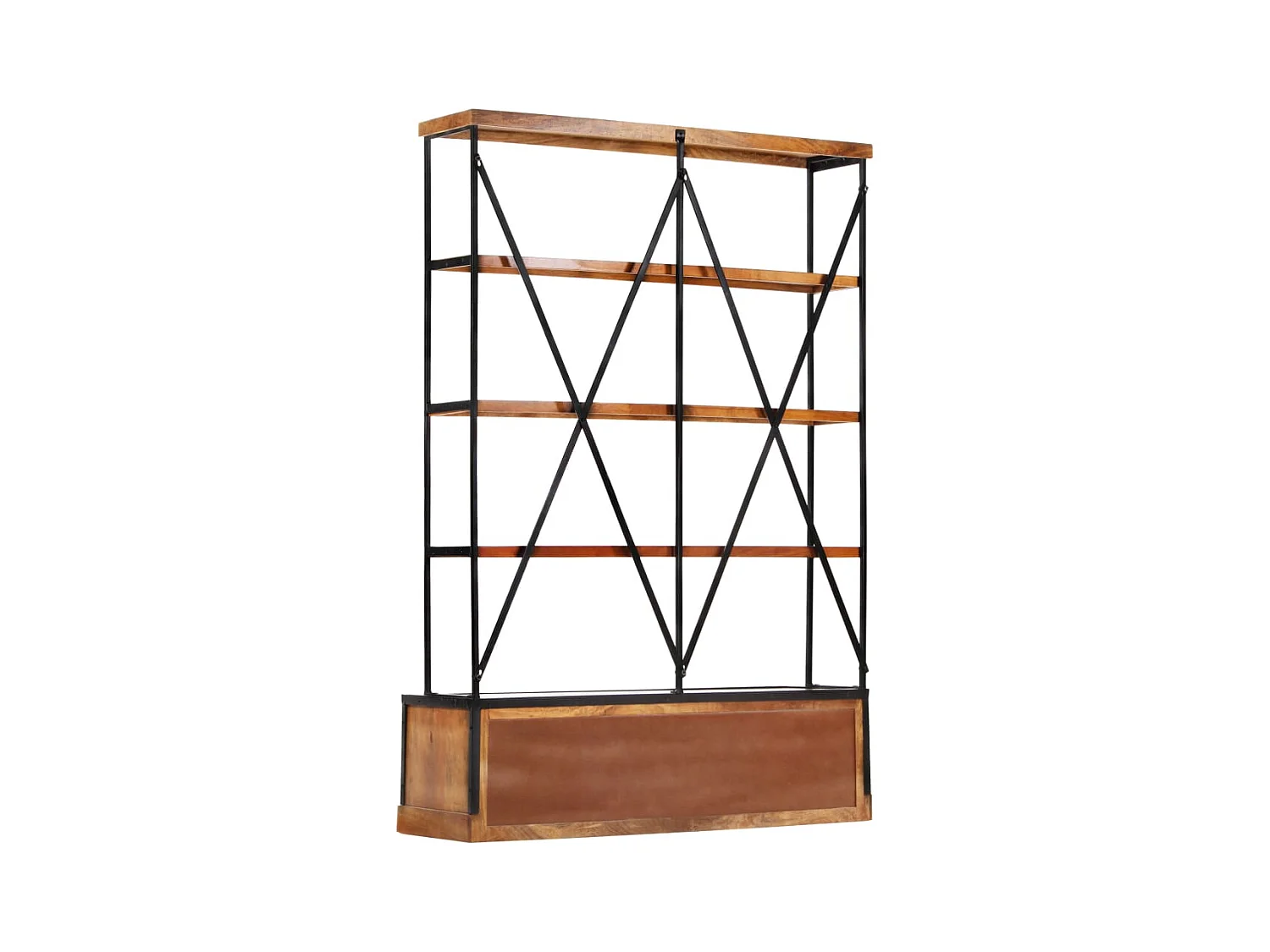 Boekenkast met 4 planken en 6 lades 122x36x181 cm Mangohout