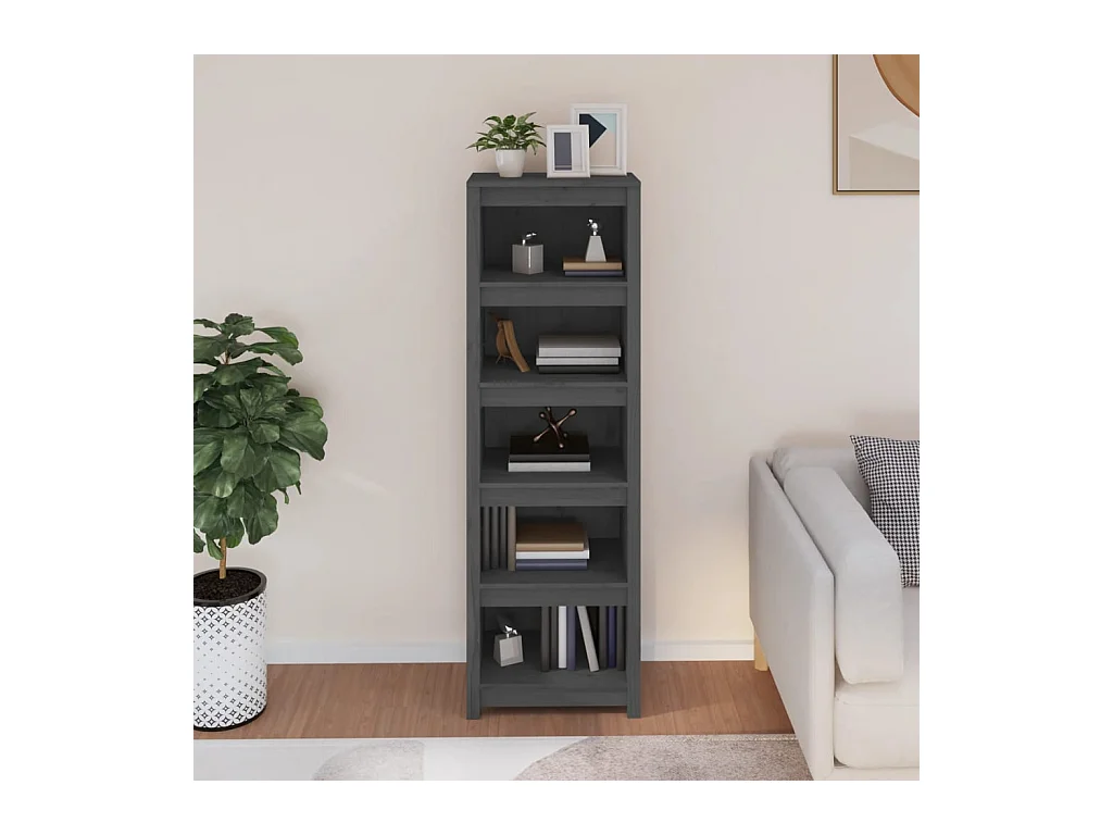 Grijze boekenkast 50x35x154 cm massief grenenhout