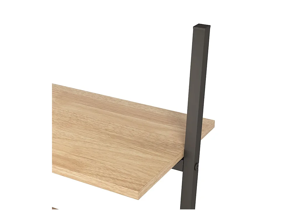 Mensola inclinata a 5 ripiani marrone chiaro e nero 64x34x185,5 cm