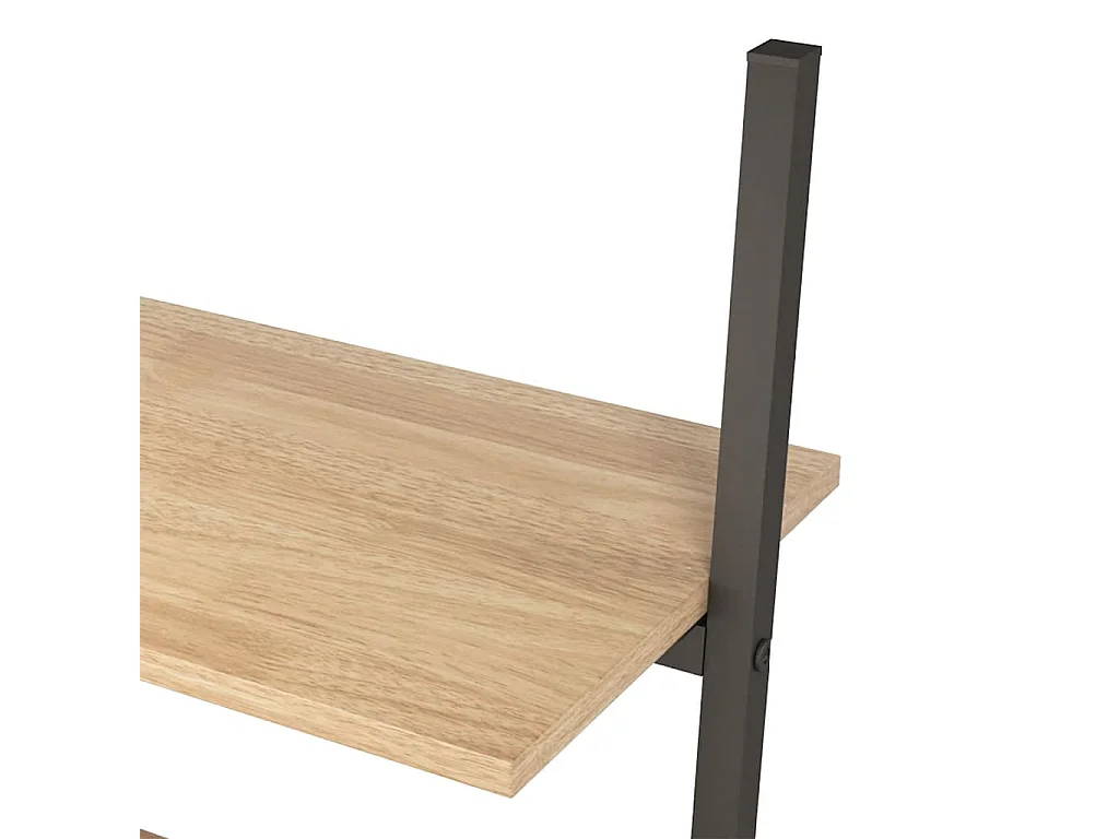 Mensola inclinata a 5 ripiani marrone chiaro e nero 64x34x185,5 cm