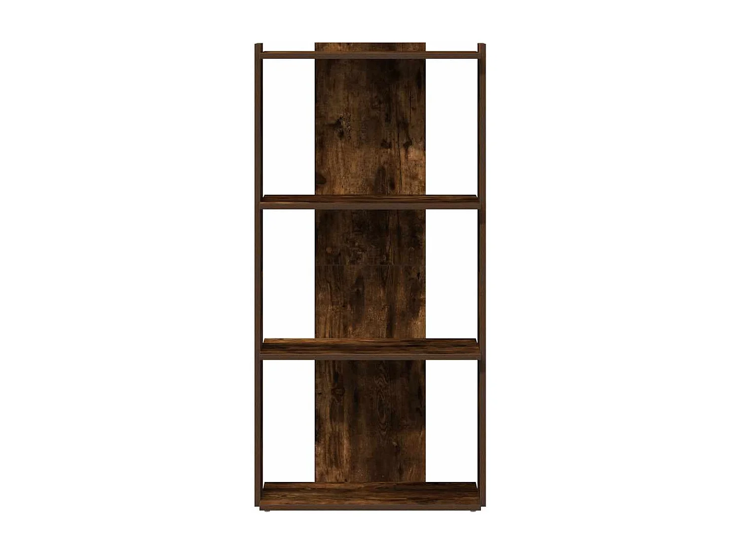 Bibliothèque 3 niveaux chêne fumé 60x30x120cm bois d'ingénierie