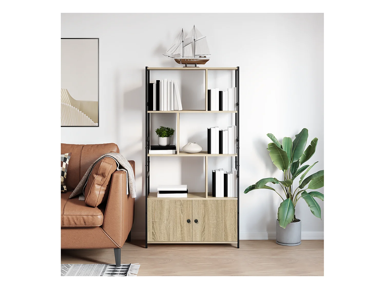 Étagère Chêne sonoma 80 x 30 x 155.5 cm Bois d'ingénierie