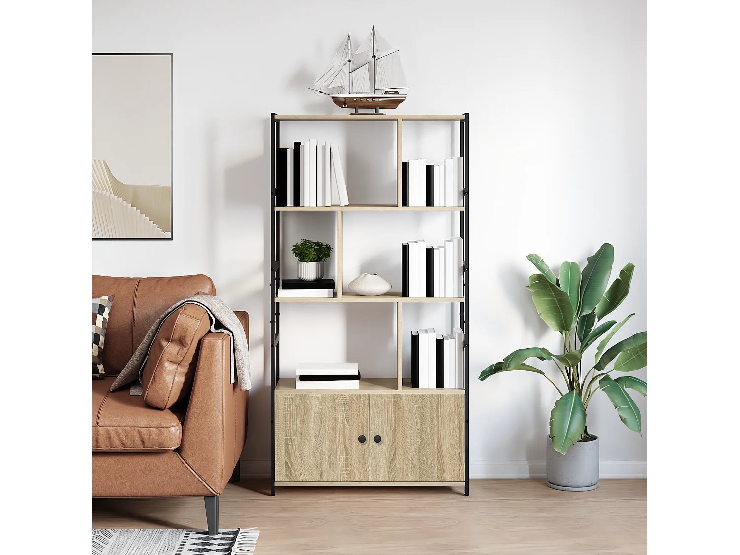 Étagère Chêne sonoma 80 x 30 x 155.5 cm Bois d'ingénierie