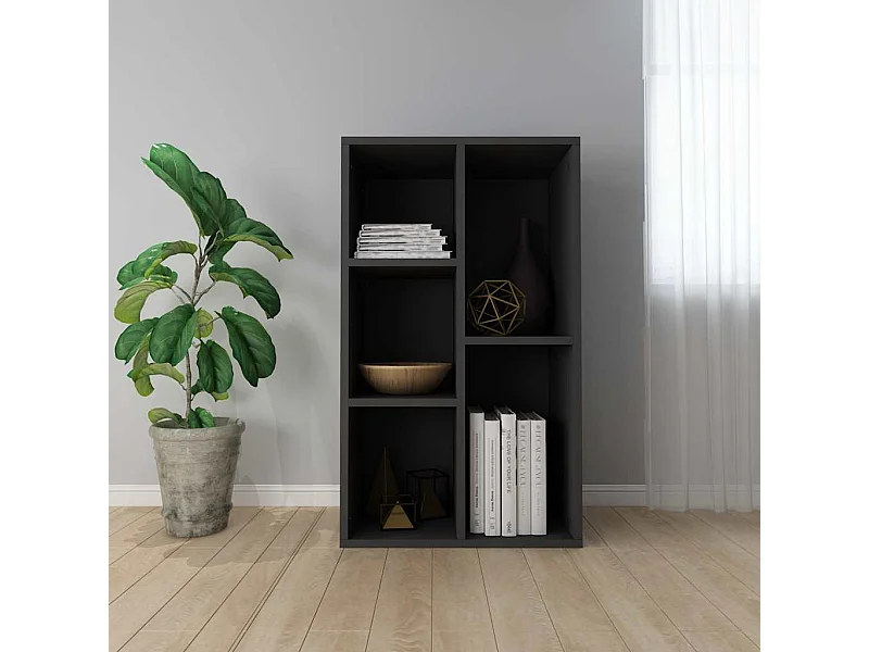 Libreria/Credenza nera 50x25x80 cm in legno ingegnerizzato