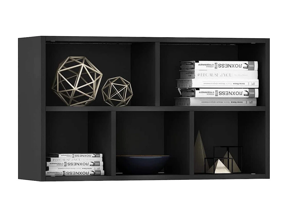 Libreria/Credenza nera 50x25x80 cm in legno ingegnerizzato