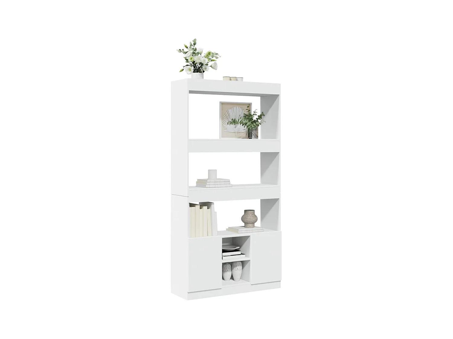 Credenza alta bianca 92x33x180 cm in legno ingegnerizzato