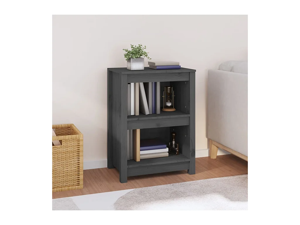 Bibliothèque Gris 50x35x68 cm Bois de pin massif