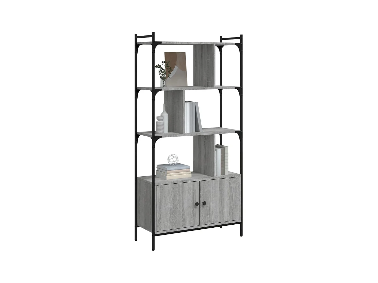 Boekenkast met Sonoma Grey Deuren 76,5x30x154,5 cm