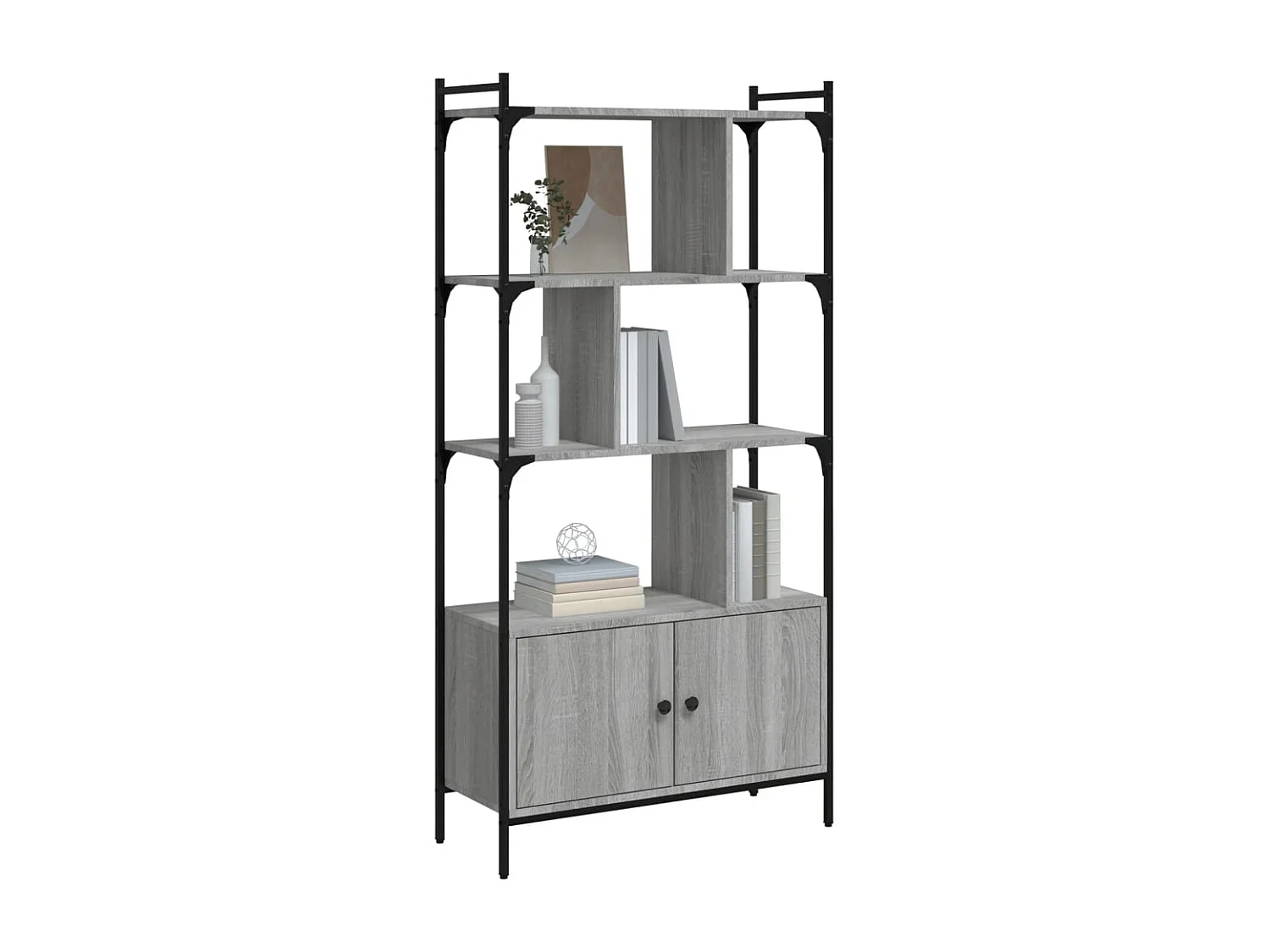 Libreria con ante Sonoma Grey 76,5x30x154,5 cm