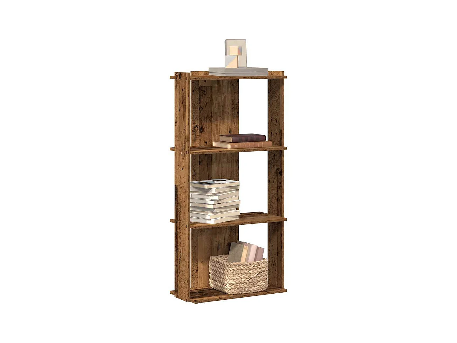 Bibliothèque à 3 niveaux vieux bois 60x30x120cm bois ingénierie