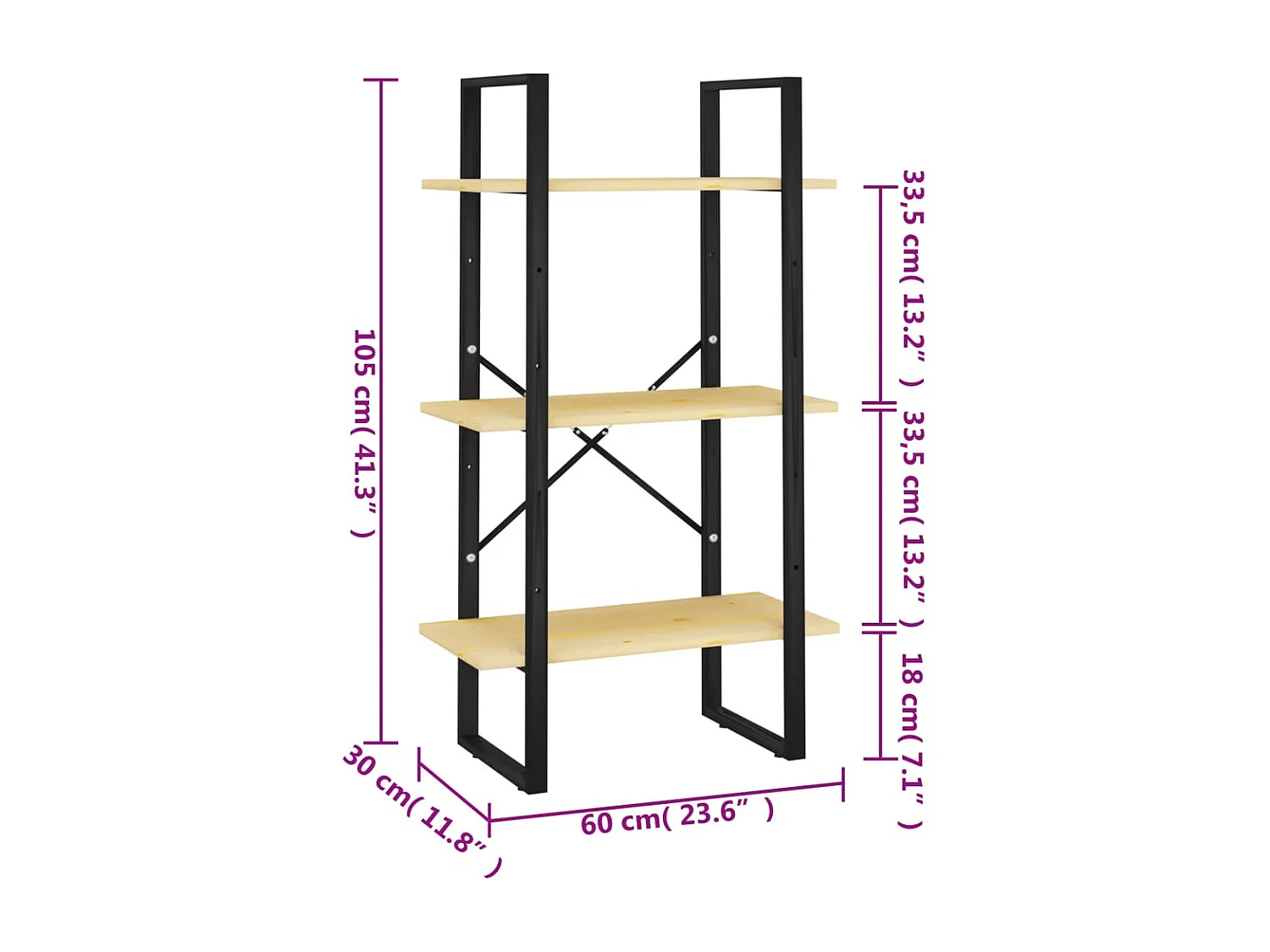 Scaffale portaoggetti 60x30x105 cm Legno massello di pino