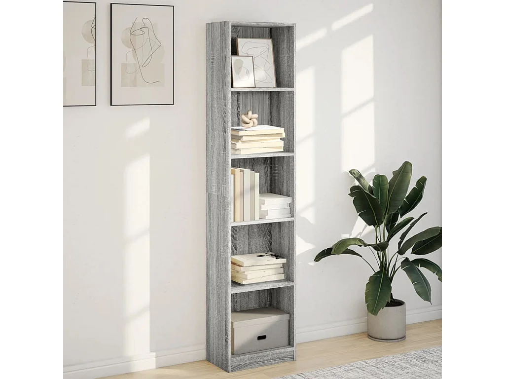 Libreria grigia Sonoma 40x24x176 cm in legno ingegnerizzato