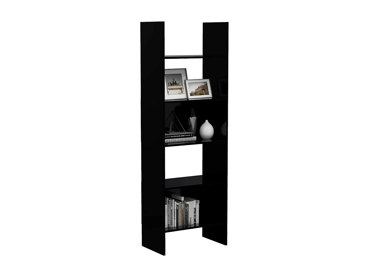 Bibliothèque Noir 60x35x180 cm Bois d’ingénierie