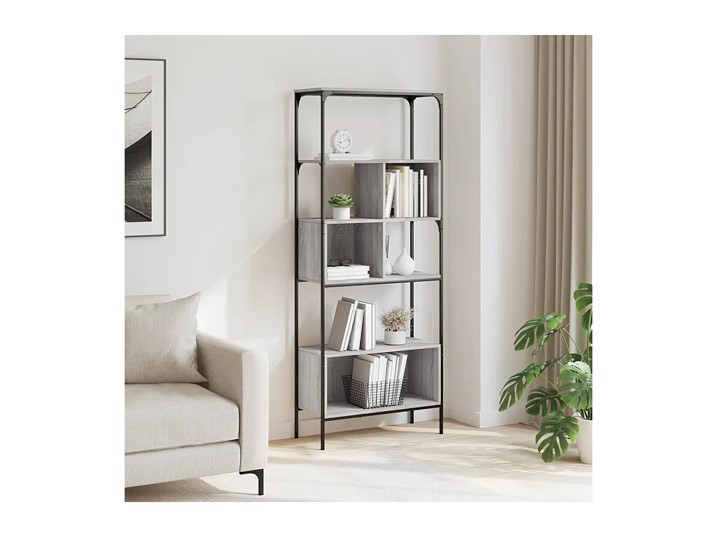 Sonoma 5-laags boekenkast, grijs, 76x33x188,5 cm