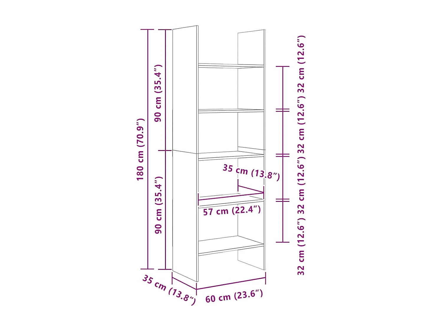 Bibliothèque Chêne sonoma 60x35x180 cm Bois d’ingénierie