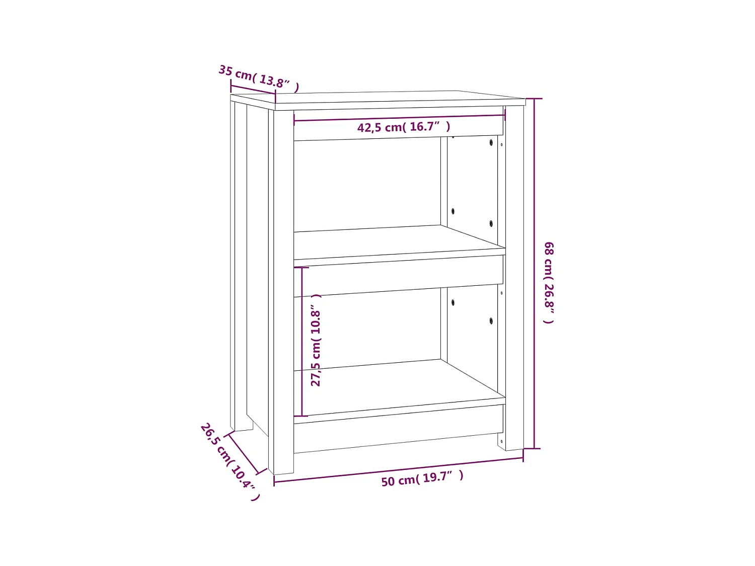 Bibliothèque Noir 50x35x68 cm Bois de pin massif