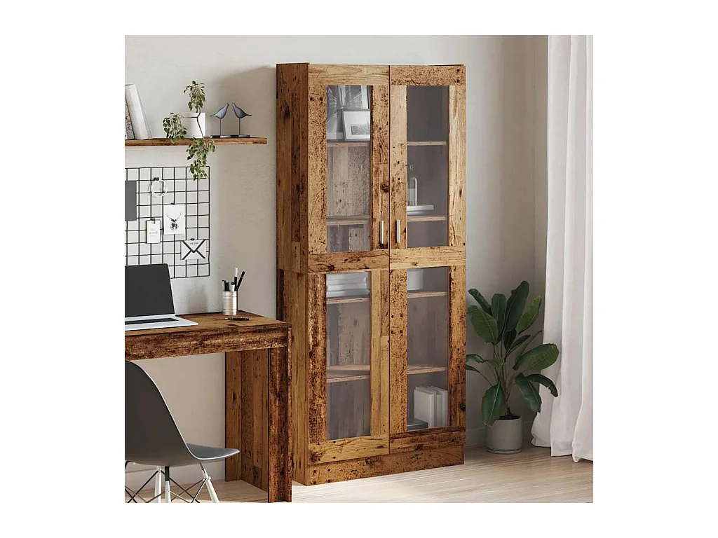 Credenza alta in legno vecchio 82,5x30,5x185 cm in legno ingegnerizzato