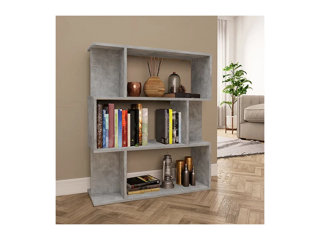 Bibliothèque/Séparateur de pièce Gris béton Bois d’ingénierie