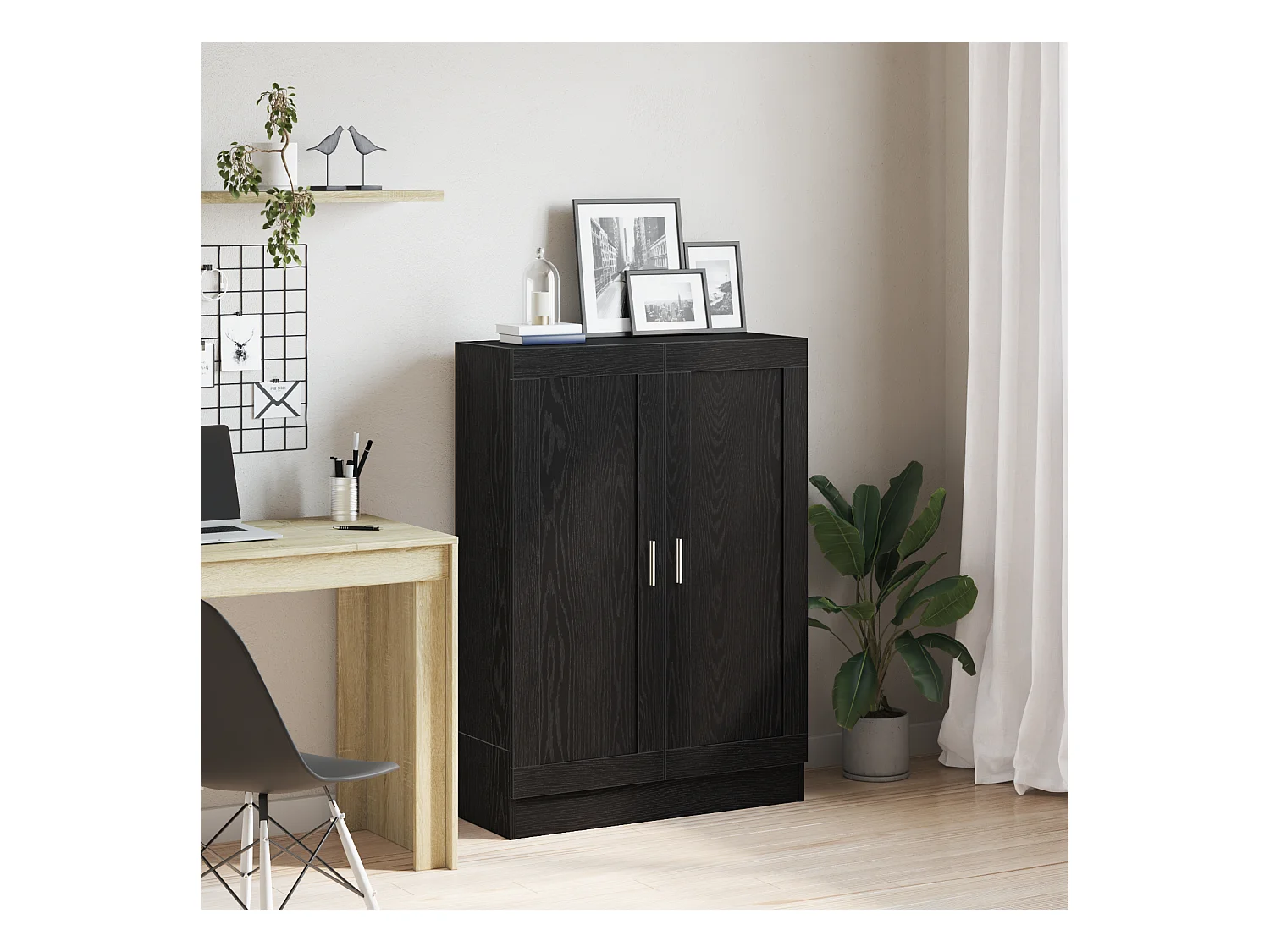 Bibliothèque en chêne noir - 82,5 x 30,5 x 115 cm, en bois d'ingénierie.