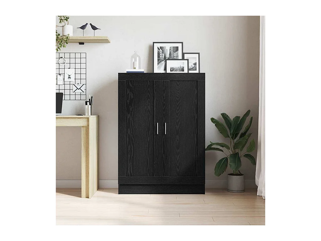 Bibliothèque en chêne noir - 82,5 x 30,5 x 115 cm, en bois d'ingénierie.