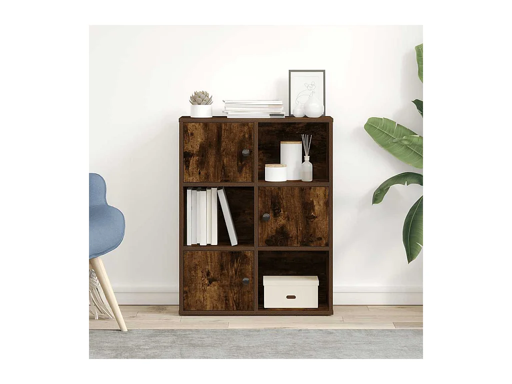 Bibliothèque chêne fumé 60x24x76,5 cm bois d'ingénierie