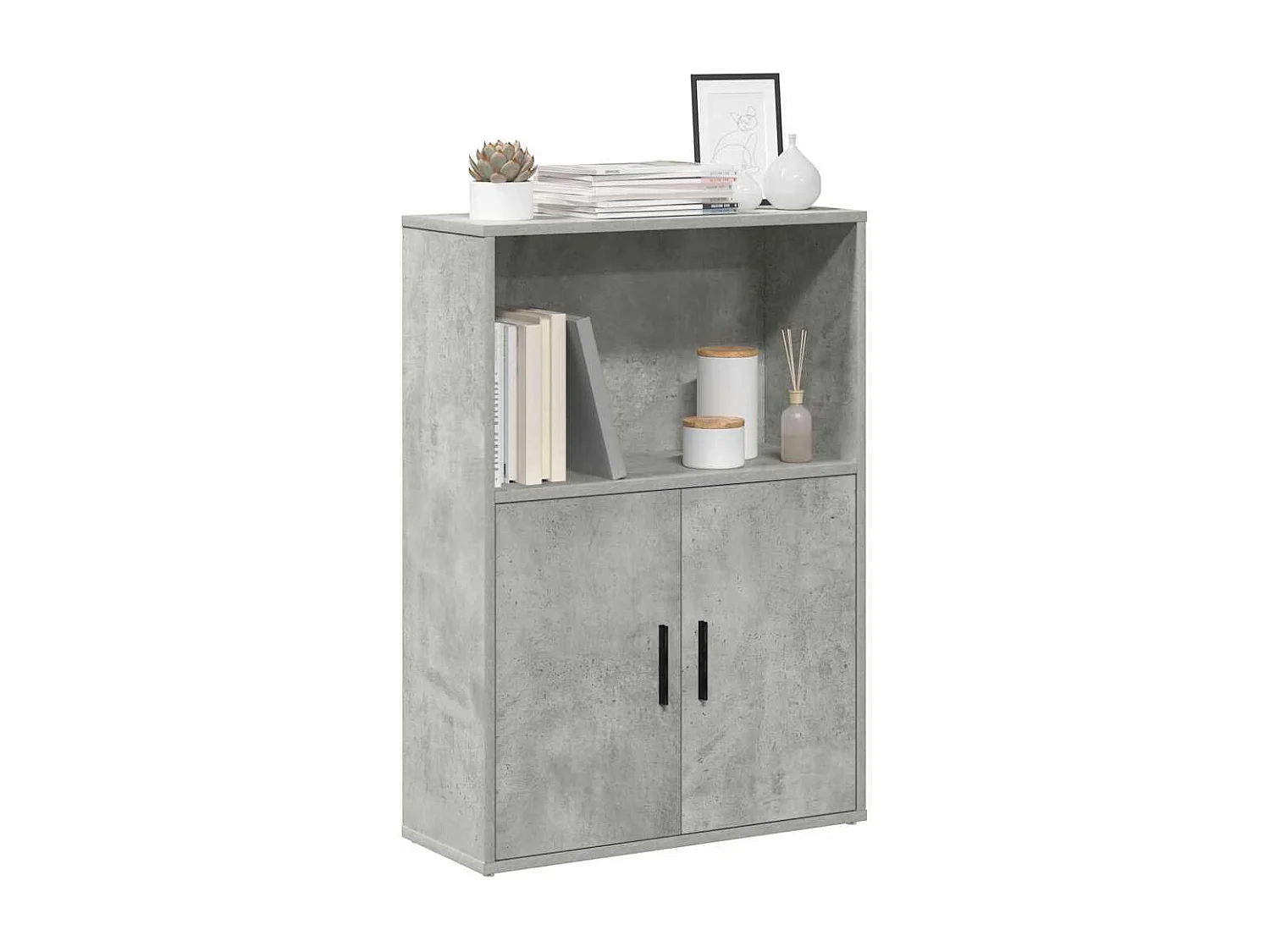 Bibliothèque gris béton 60x24x85 cm bois d'ingénierie