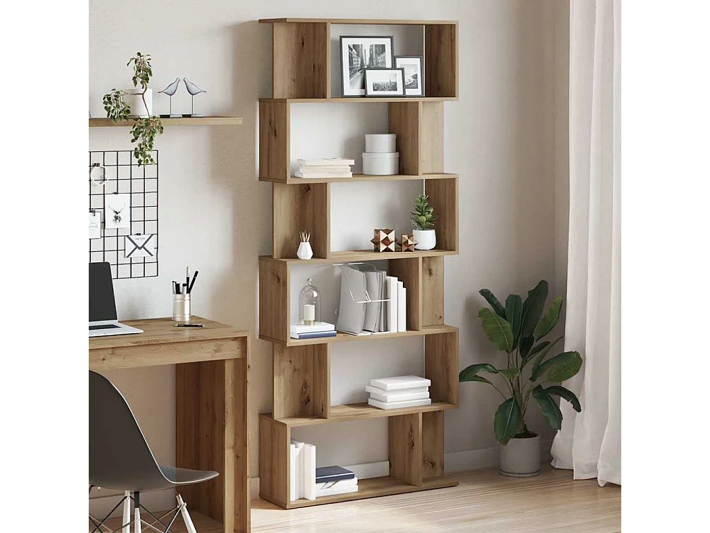 Bibliothèque chêne artisanal 80x24x192 cm bois d'ingénierie