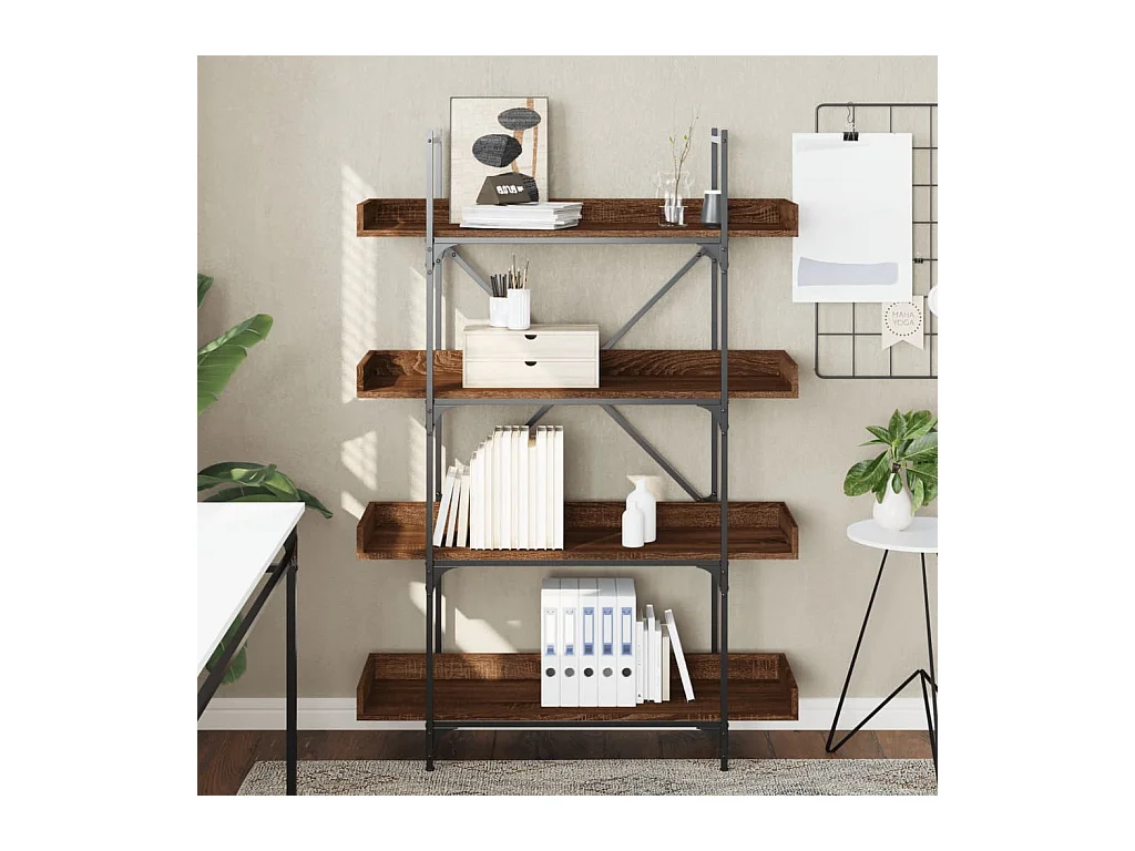 4-laags boekenkast in bruin eikenhout 100x33x145,5 cm