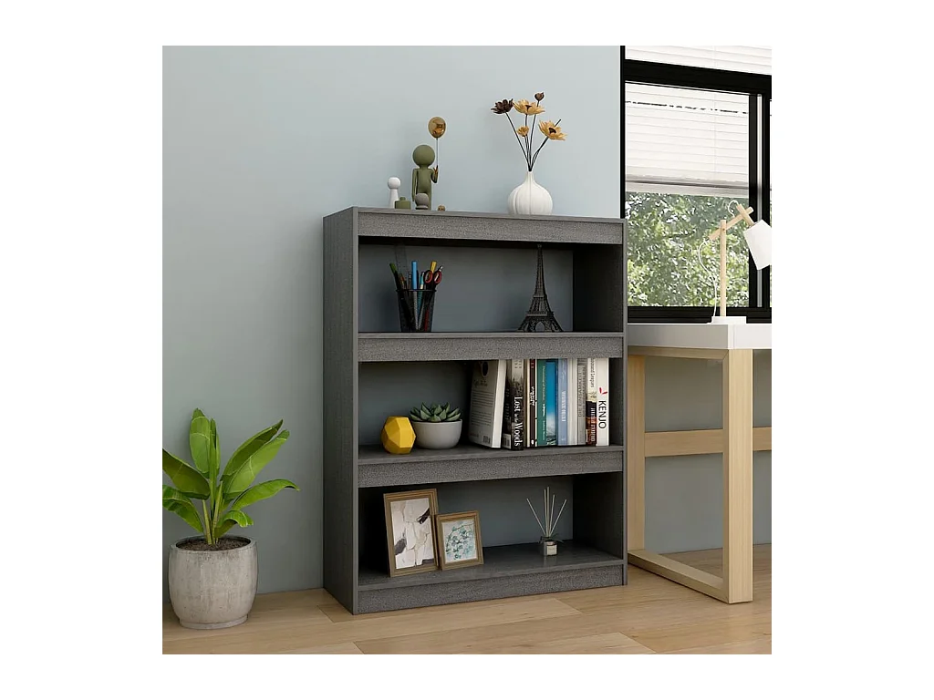 Bibliothèque/Séparateur de pièce Gris 100x30x103 cm Pin massif