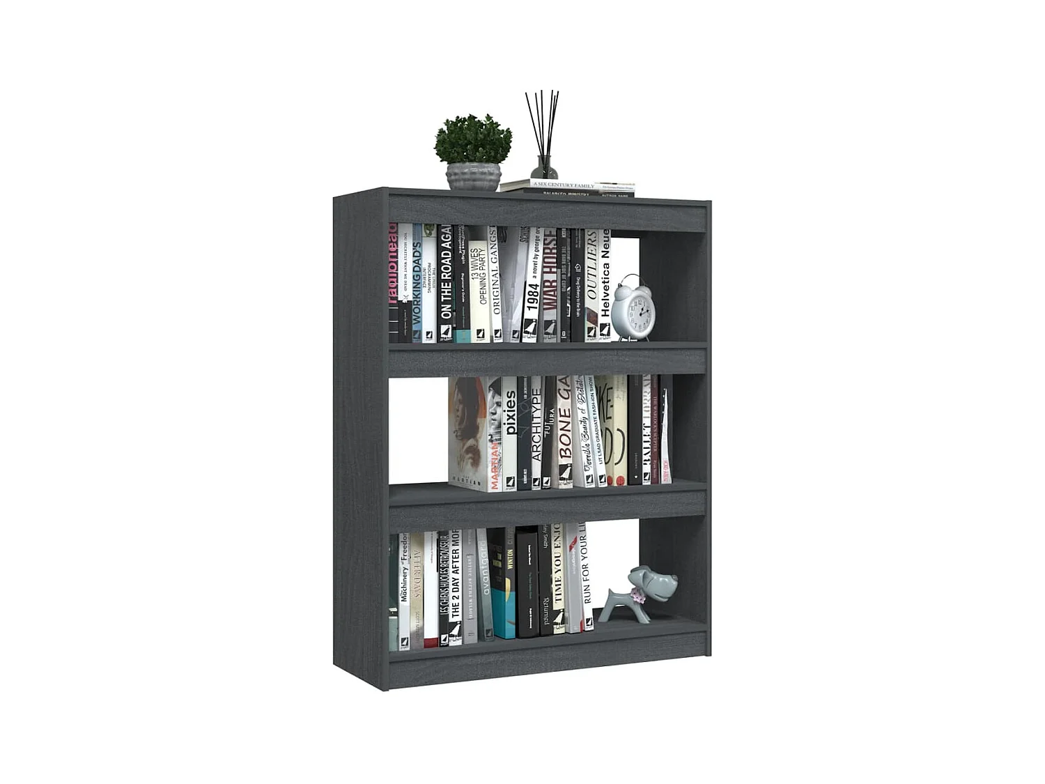 Bibliothèque/Séparateur de pièce Gris 100x30x103 cm Pin massif