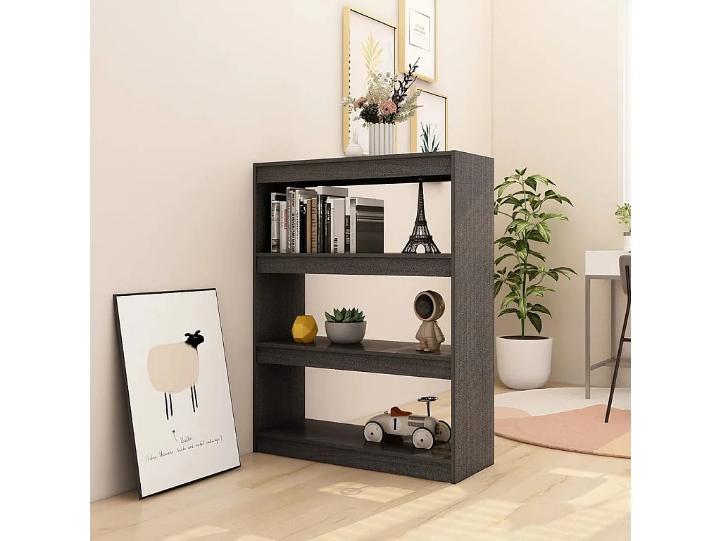 Bibliothèque/Séparateur de pièce Gris 100x30x103 cm Pin massif