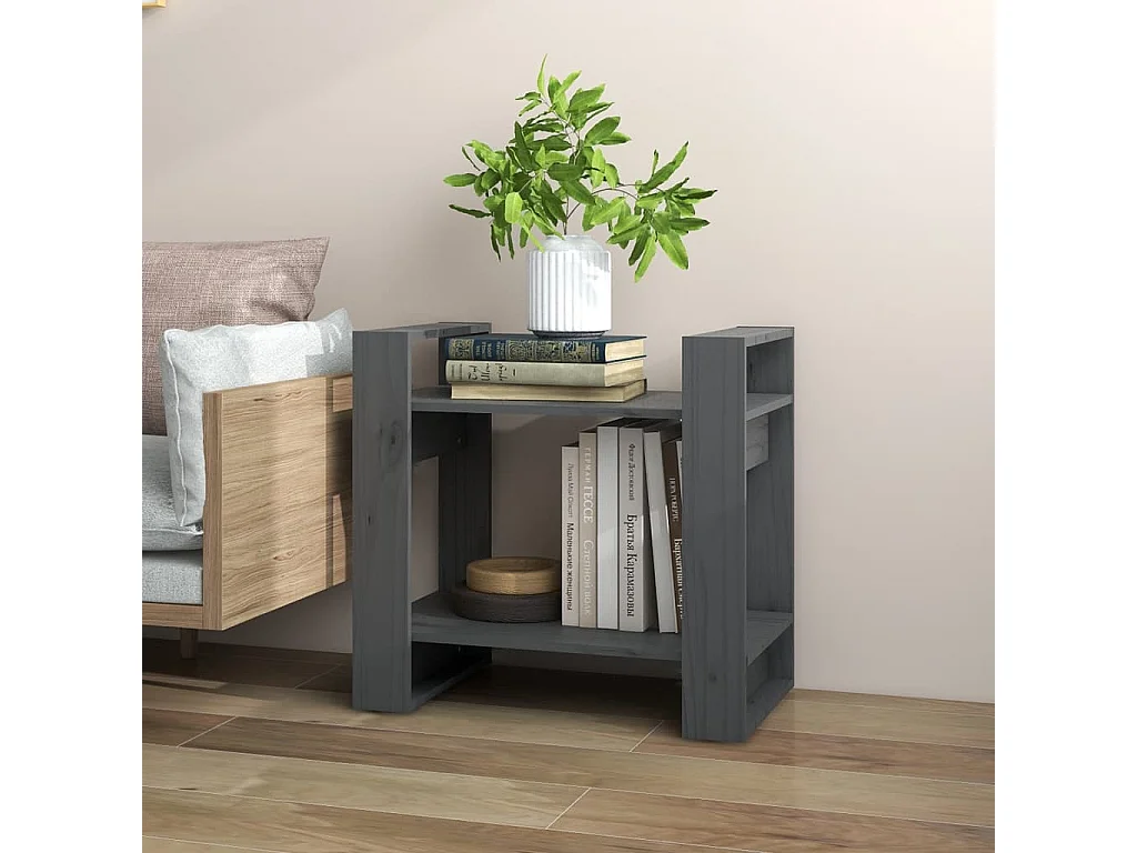 Bibliothèque/Séparateur de pièce Gris 60x35x57 cm Pin massif