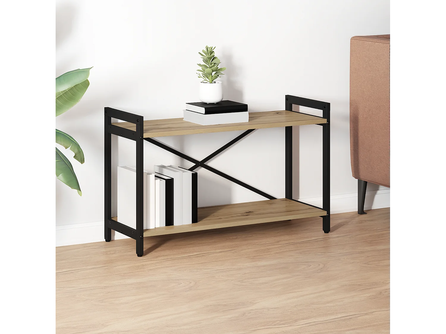 Bibliothèque chêne artisanal 80 x 30 x 48.5 cm