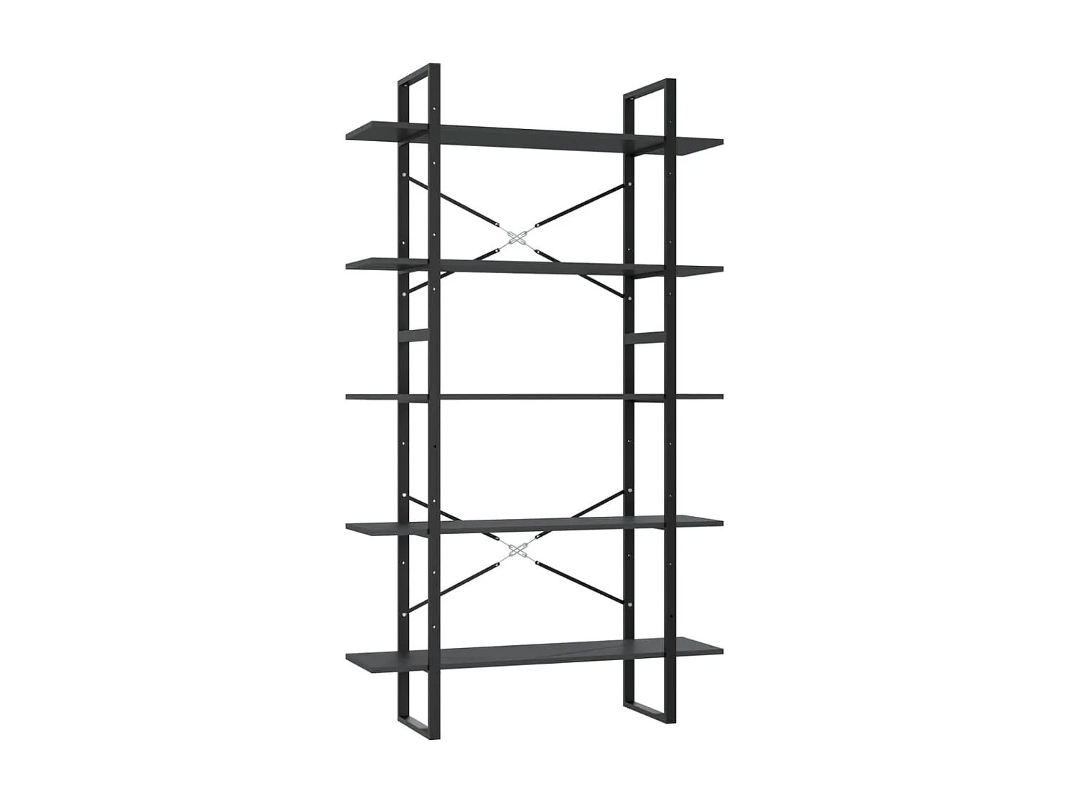 Libreria a 5 ripiani grigia 100x30x175 cm in legno ingegnerizzato