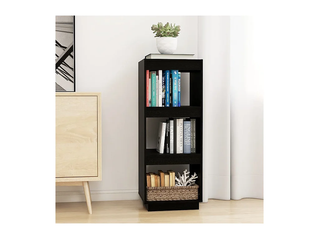 Bibliothèque/Séparateur de pièce noir 40x35x103 cm pin massif