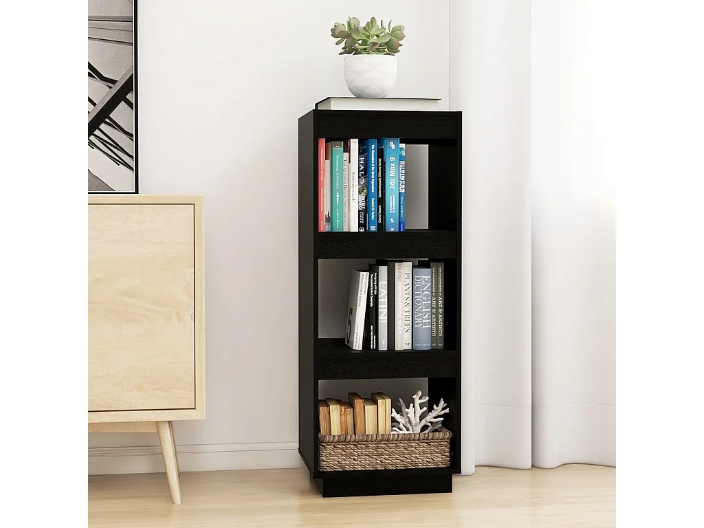 Bibliothèque/Séparateur de pièce noir 40x35x103 cm pin massif