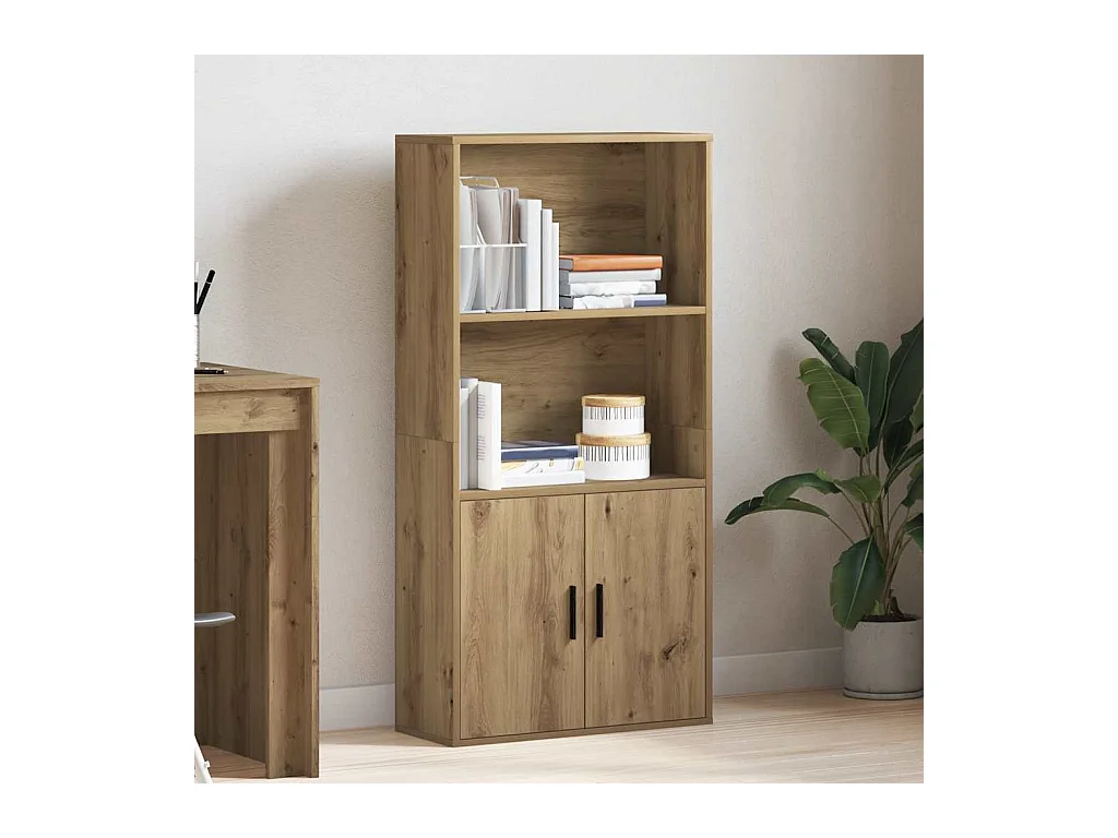 Bibliothèque chêne artisanal 60x24x120 cm bois d'ingénierie