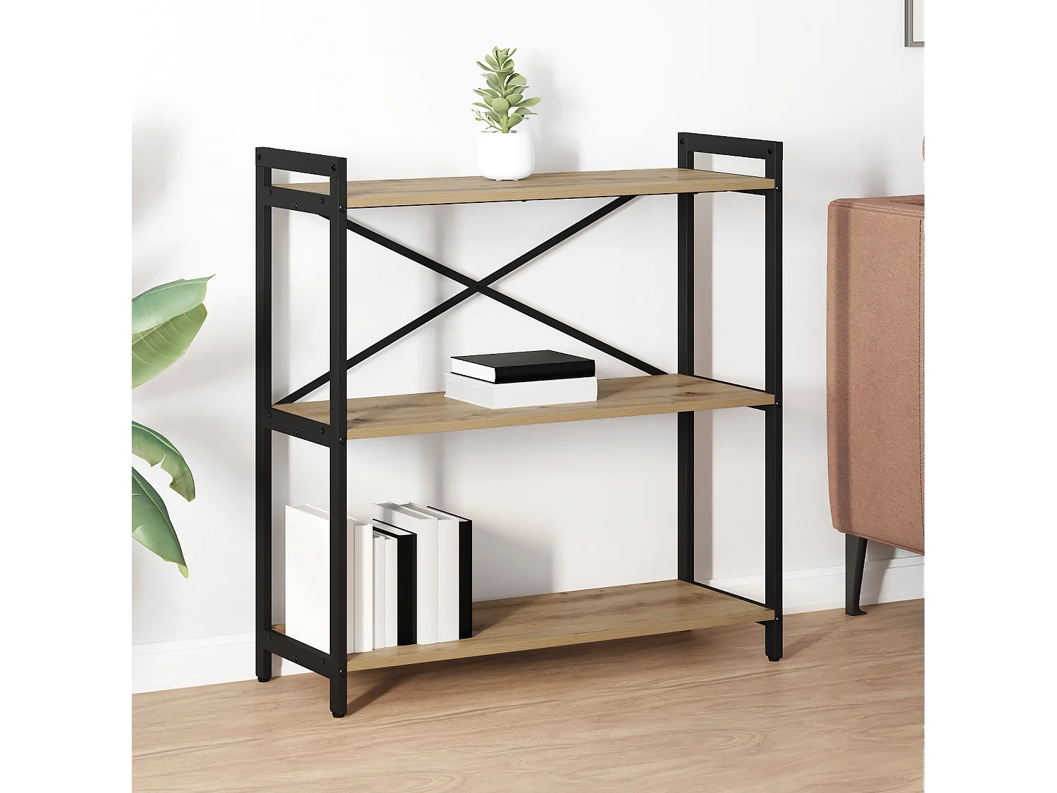 Bibliothèque chêne artisanal 80 x 30 x 83 cm Bois d'ingénierie