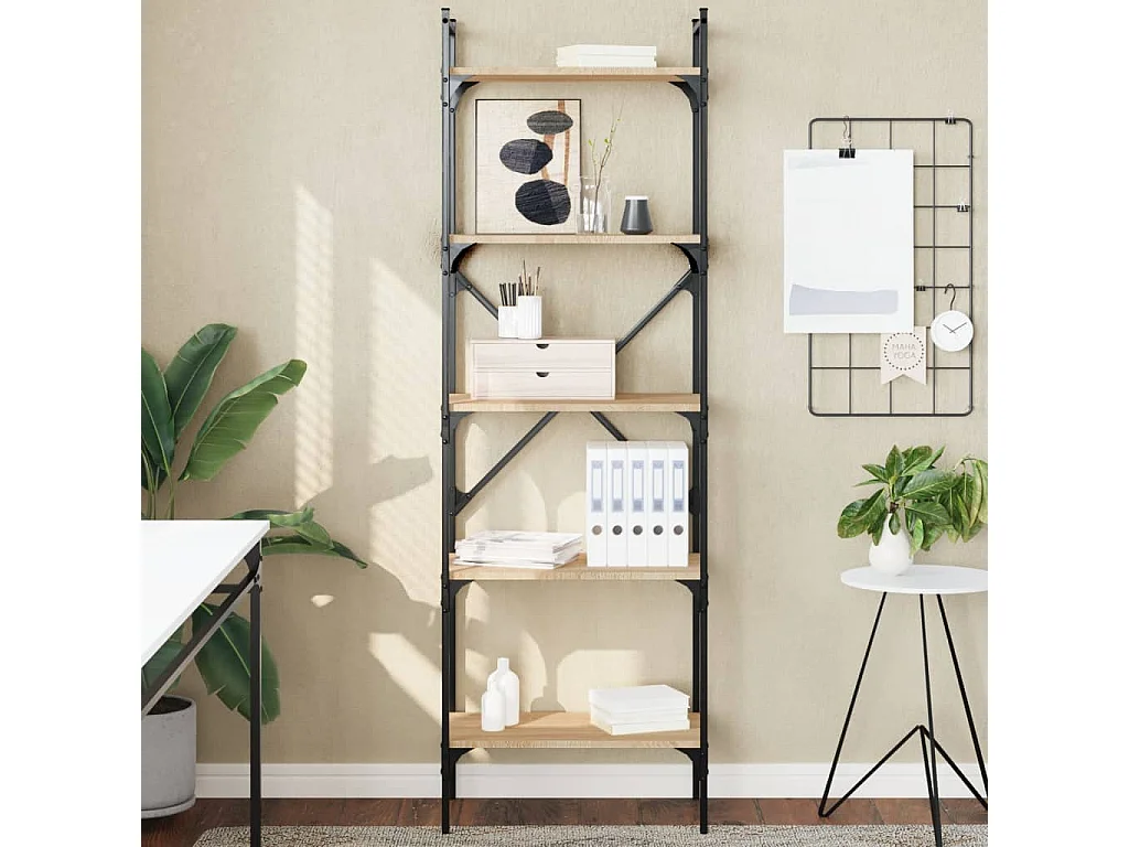 Libreria a 5 ripiani in rovere Sonoma 56x31,5x174 cm