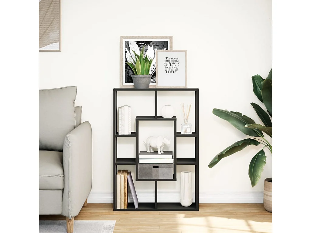 Schwarzes Bücherregal 63x20x90 cm Holzwerkstoff