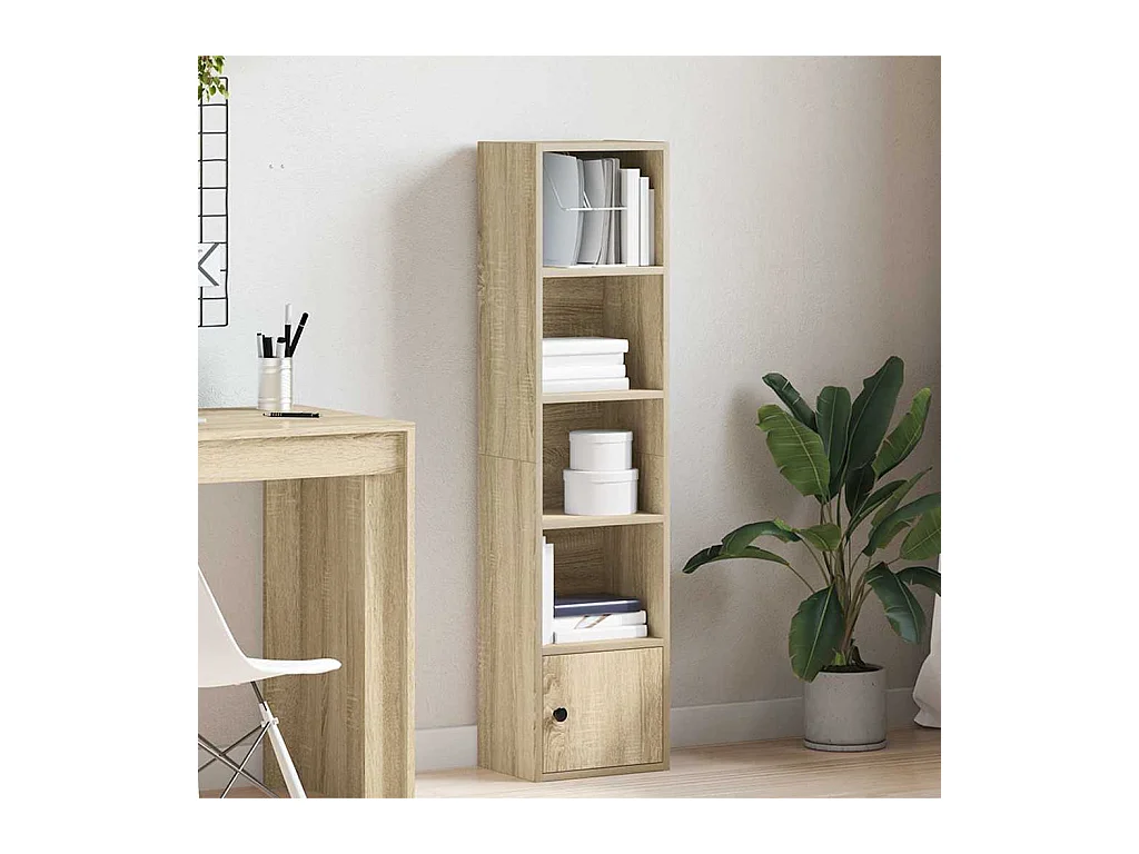 Bibliothèque chêne fumé 31x24x127 cm bois d'ingénierie