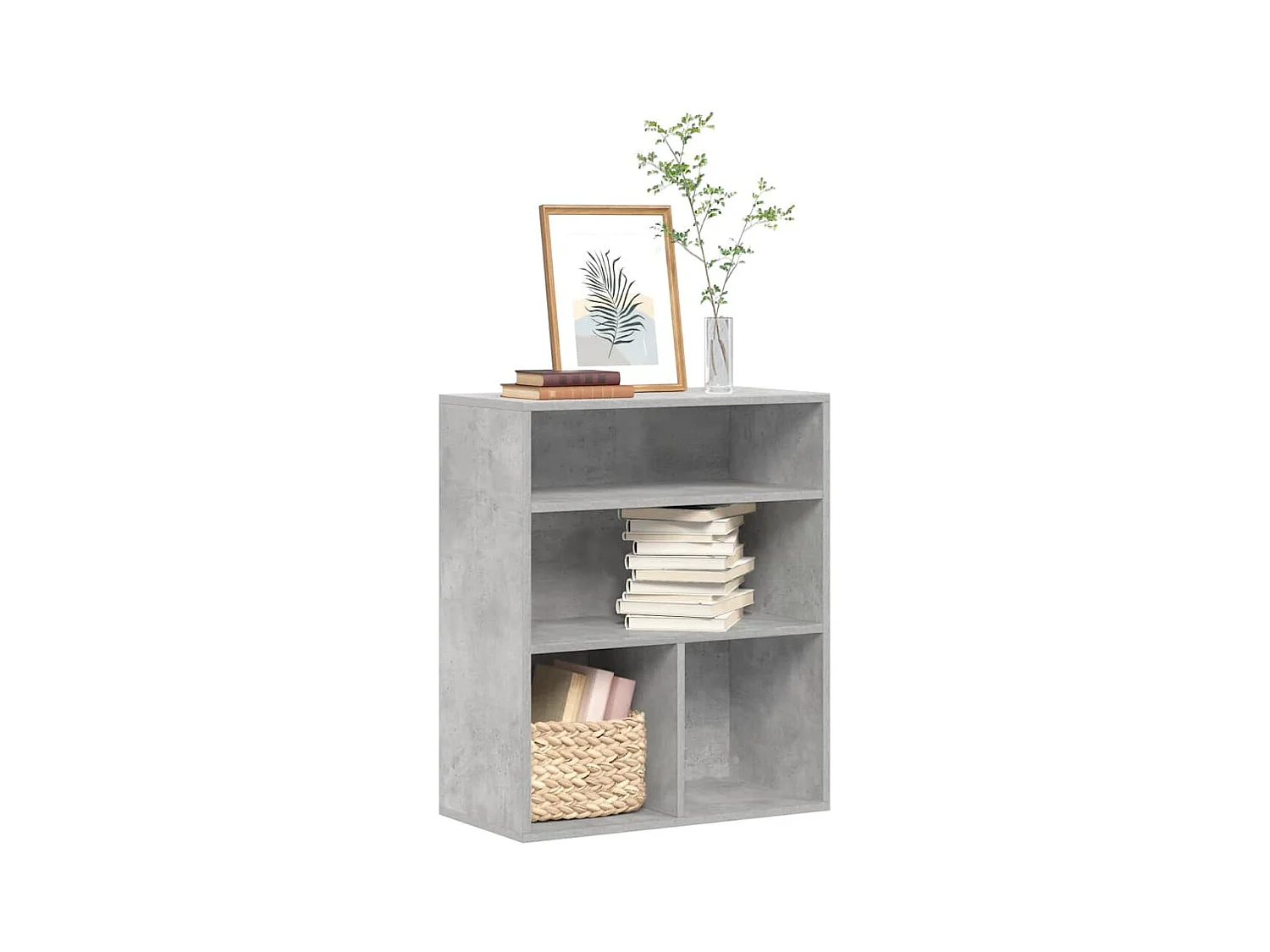 Bibliothèque gris béton 60x30x71,5 cm bois d'ingénierie