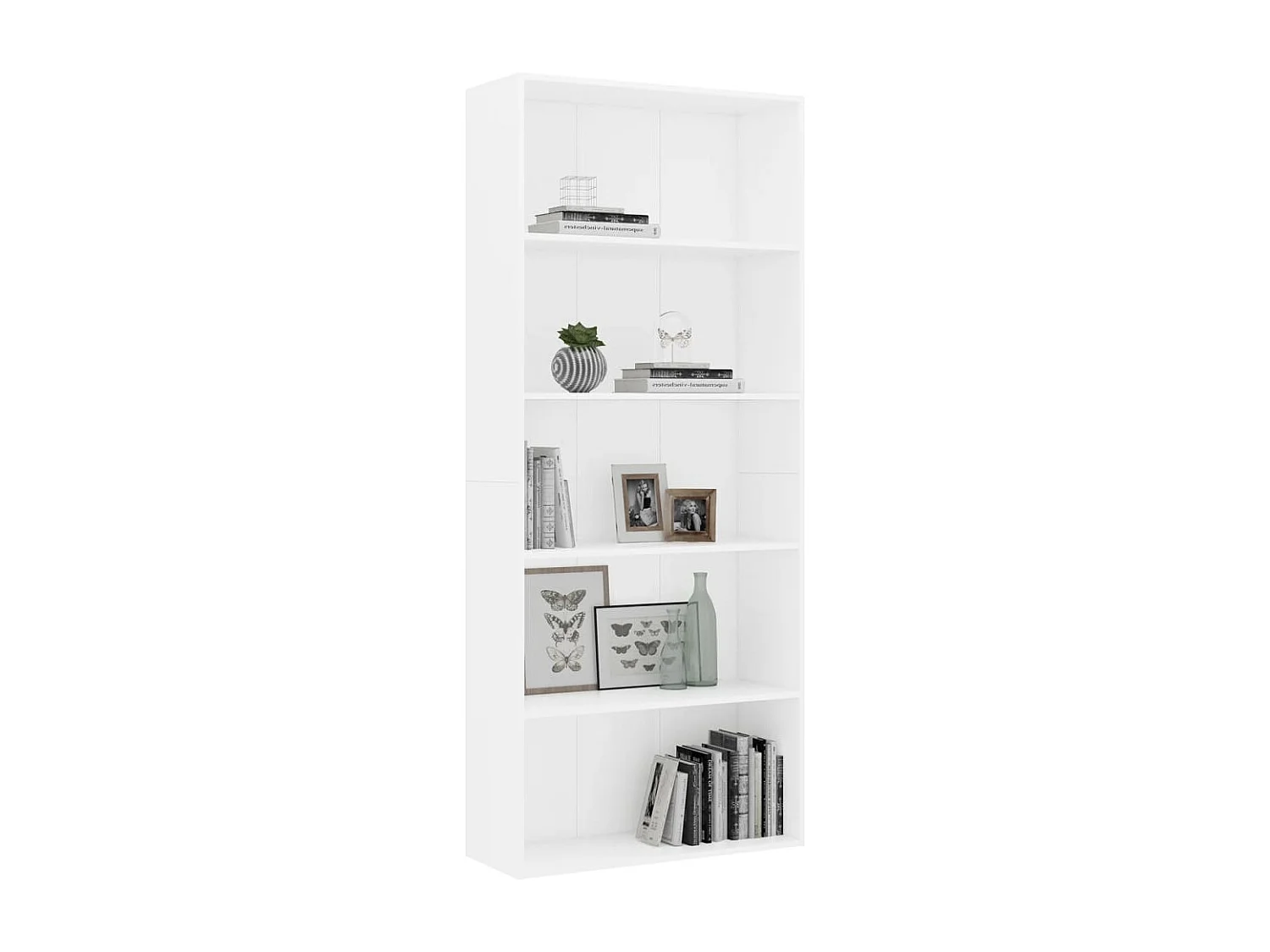 Libreria a 5 ripiani bianca 80x30x189 cm in legno ingegnerizzato