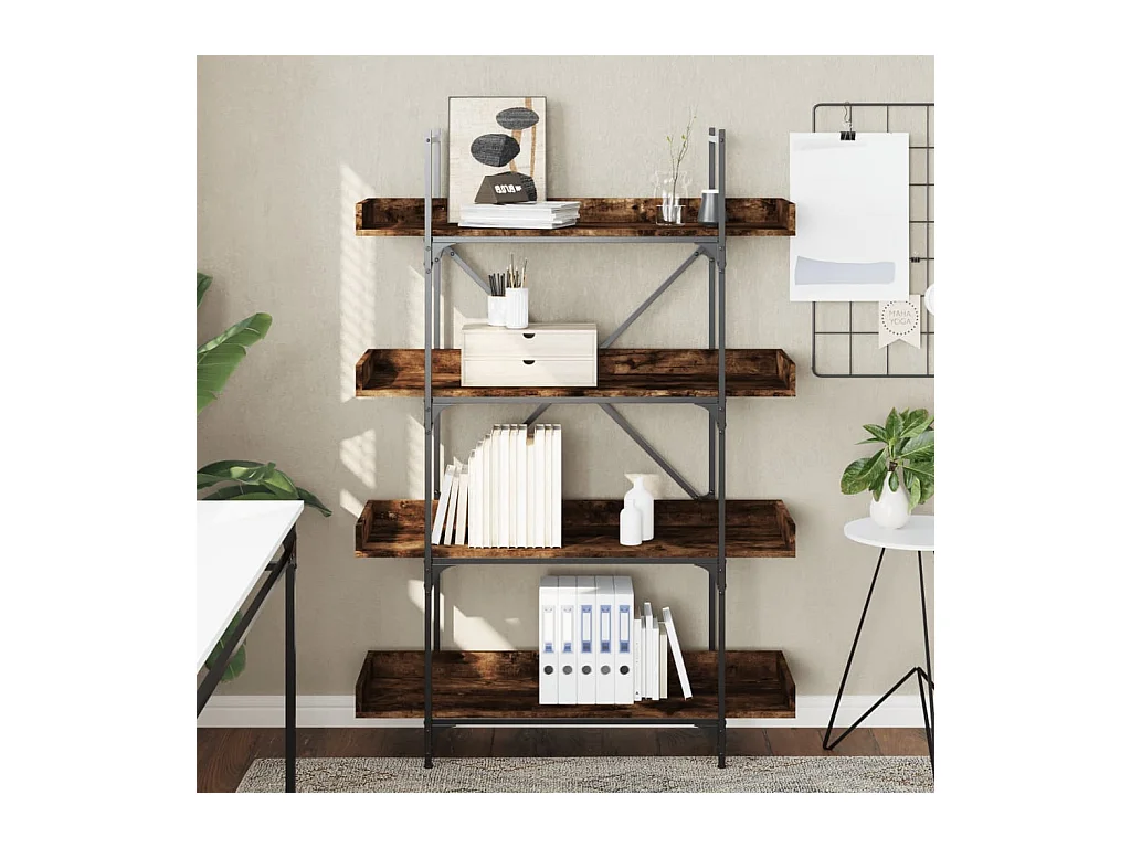4-stöckiges Bücherregal aus geräucherter Eiche 100x33x145,5 cm